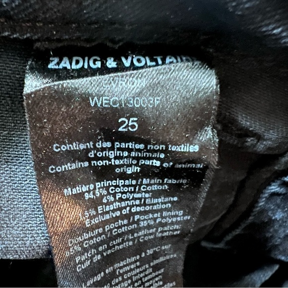 Zadig & Voltaire Grey Black Skinny Jeans Zipper Ankle Size 25 - Picture 14 of 15
